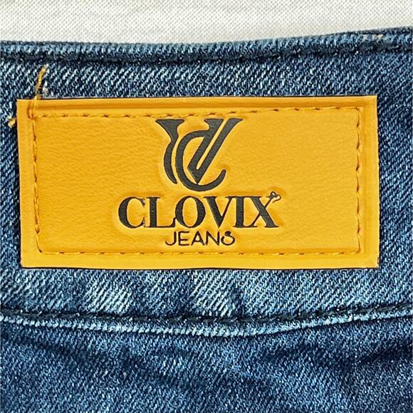 Clovix Jeans Dama WMNS Blue Tummy Control Distressed Raw Hem Wide Leg SZ US 10 - Picture 8 of 12